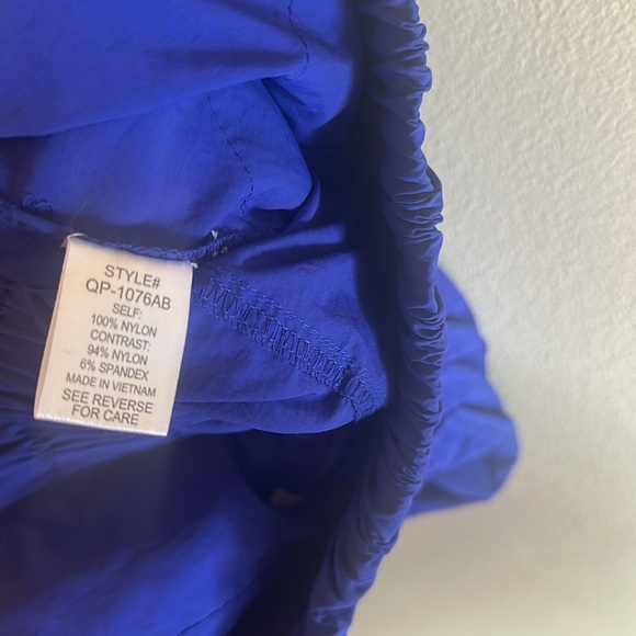 Zenana Windbreaker Smocked Pant Size XL Blue High Waist Pull On Front Pockets - Picture 9 of 13